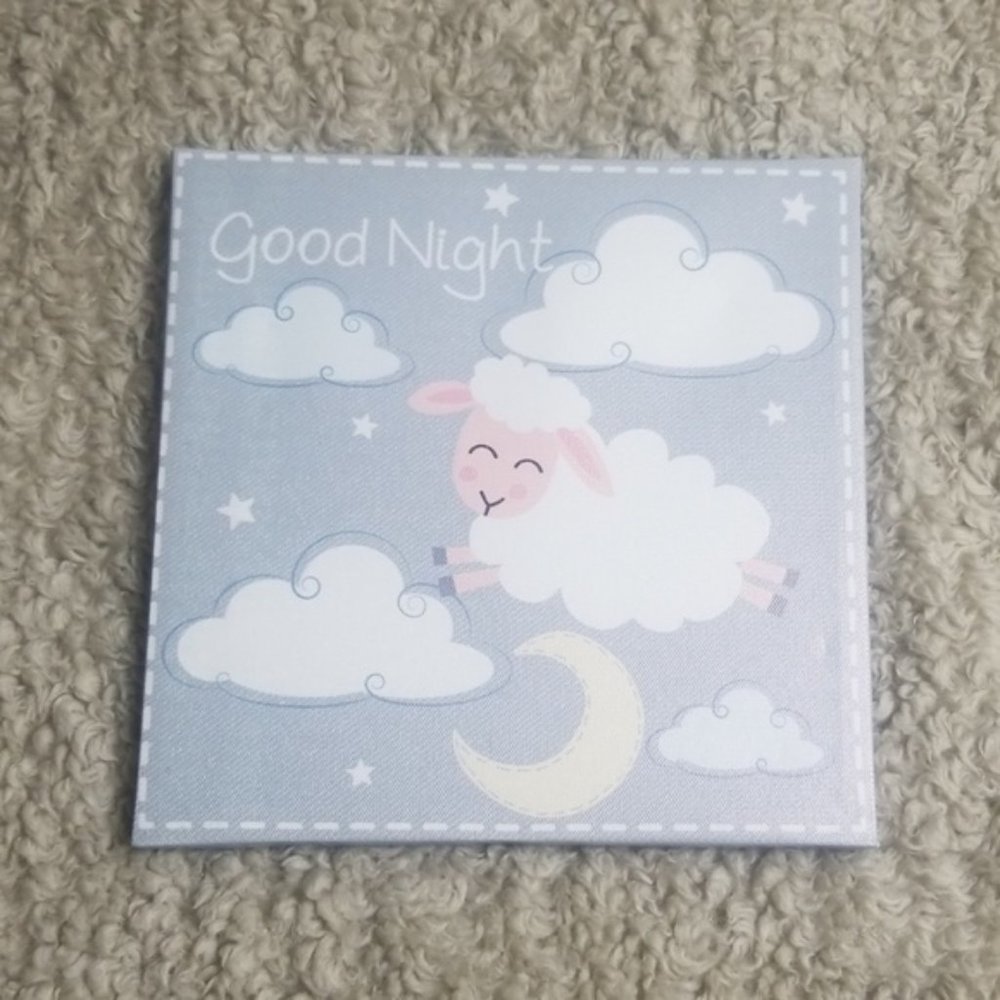 Good Night Wall Art Canvas Sheep Moon Decor